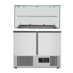 Saladette with glass top | 2 doors | Static cooling | 90x70x85(h)cm