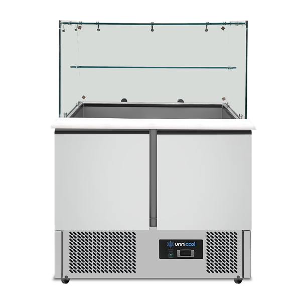 900VG.png Saladette with glass top | 2 doors | Static cooling | 90x70x85(h)cm - Image 1