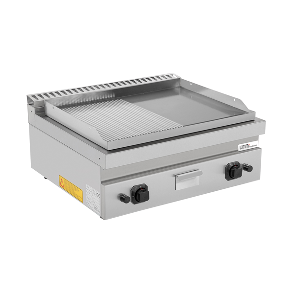 IMG_8835.png Griddle plate Gas– 1/2 Smooth - 1/2 Grooved – G70GP20B+GS - Image 1