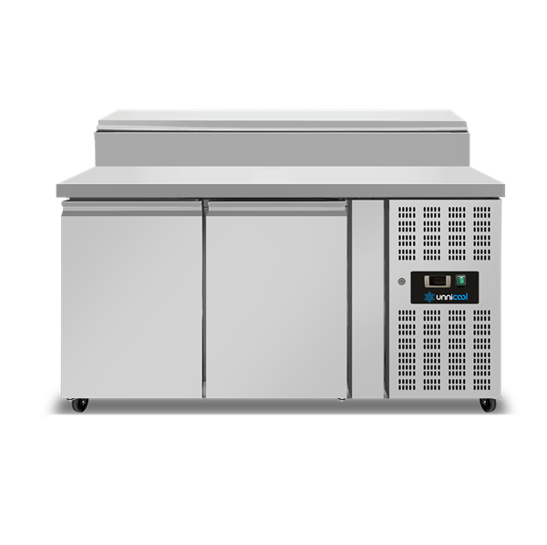 SLDS2000.png Saladette | 2 Doors (1/1 GN) | Top 6× 1/3 GN | +2°C to +8°C | Forced Cooling | Flip Lids - Image 1
