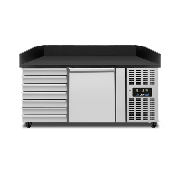 UNN3610-1.png Pizza Counter 1 Door + 7 Dough Drawers (EN600x400) - Image 1